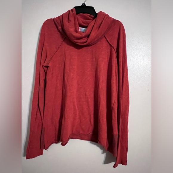 FREE PEOPLE BEACH RUSTY ORANGE LONG SLEEVE COCOON COWL NECK PULLOVER Sz medium - Picture 3 of 6